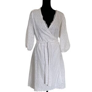 Anthropologie x Velvet by Graham & Spencer Merina White Eyelet Wrap Dress Size S